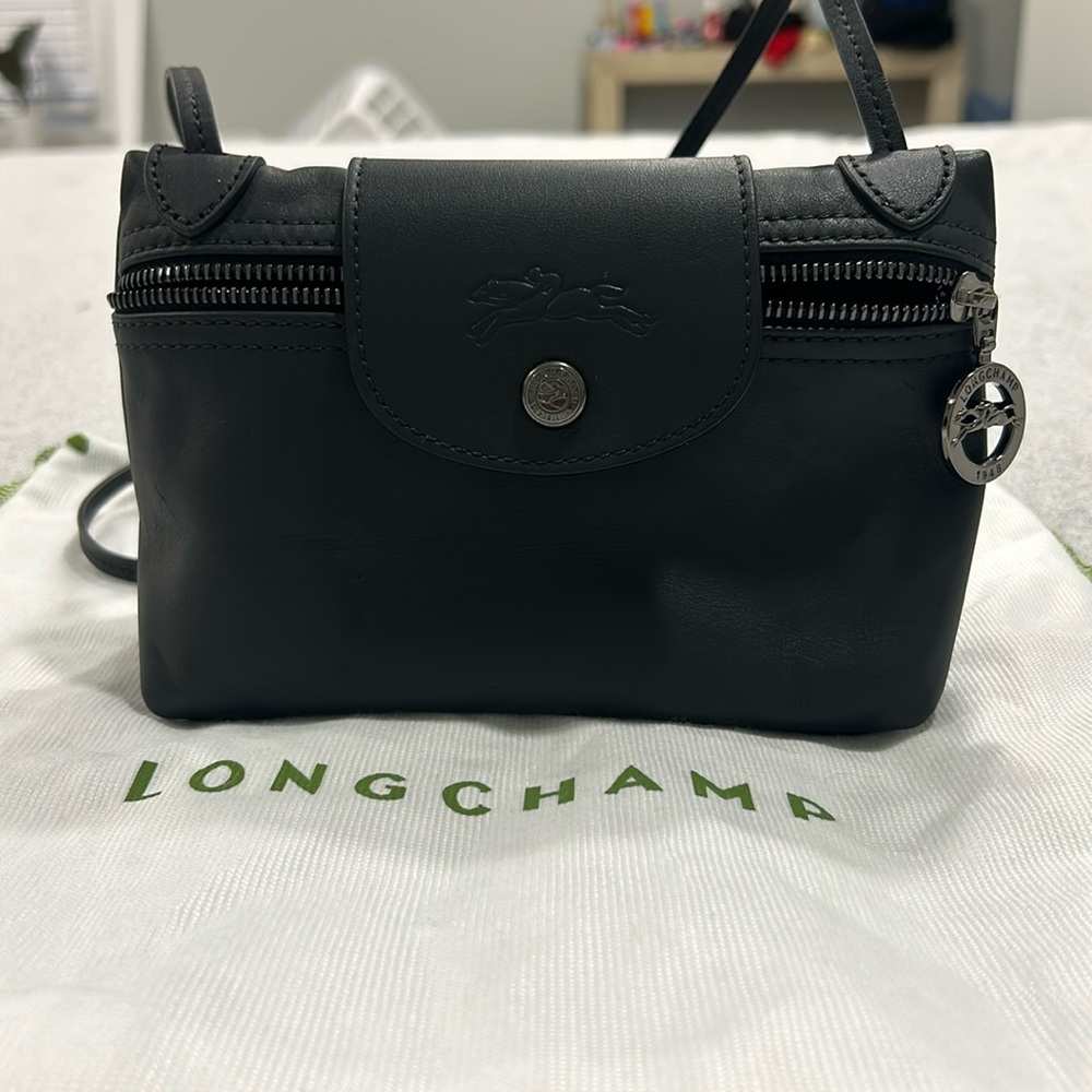 Longchamp Le Pliage Xtra Leather Crossbody Black